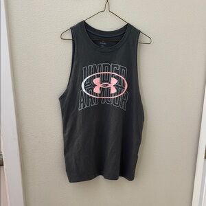 Under Armour Charcoal Tank with Pink Emblem